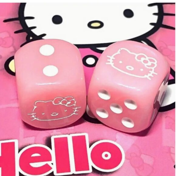 Hello Kitty Pink Dice 6 Set 14 mm NWT - Picture 1 of 3